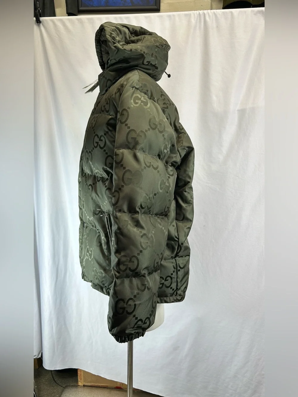 Gucci Khaki Jumbo GG Down Jacket